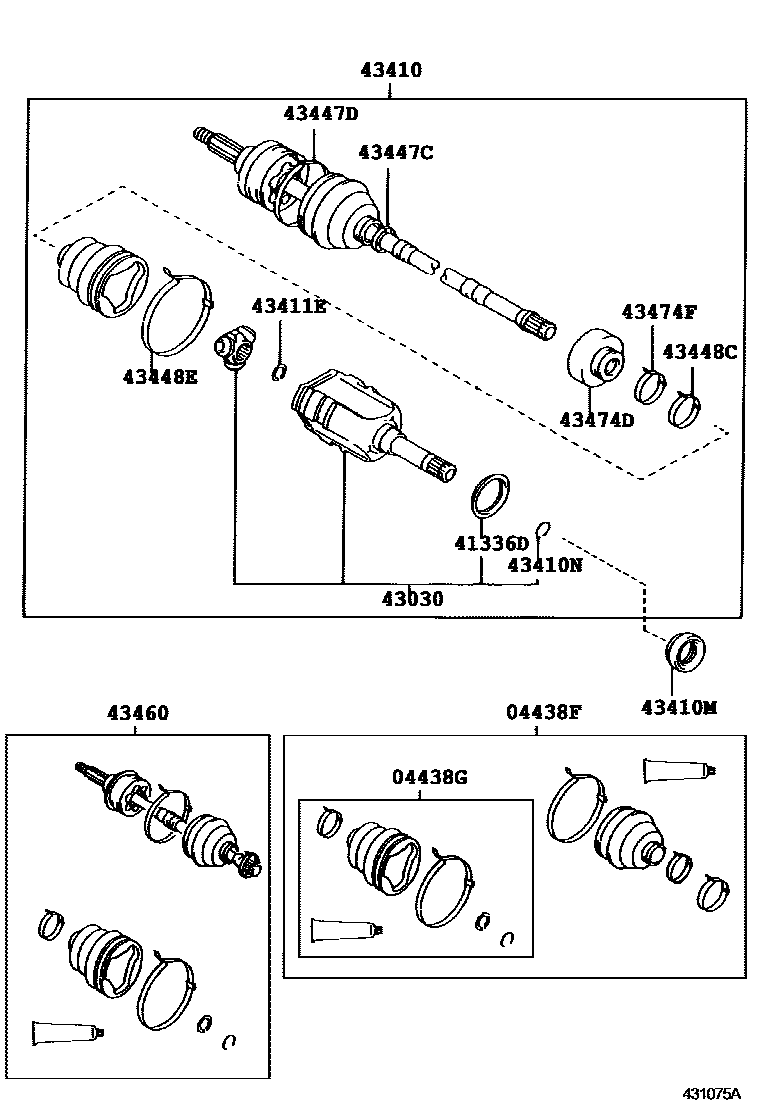 Toyota COROLLA Front Drive Shaft EPC diagram — 431075A