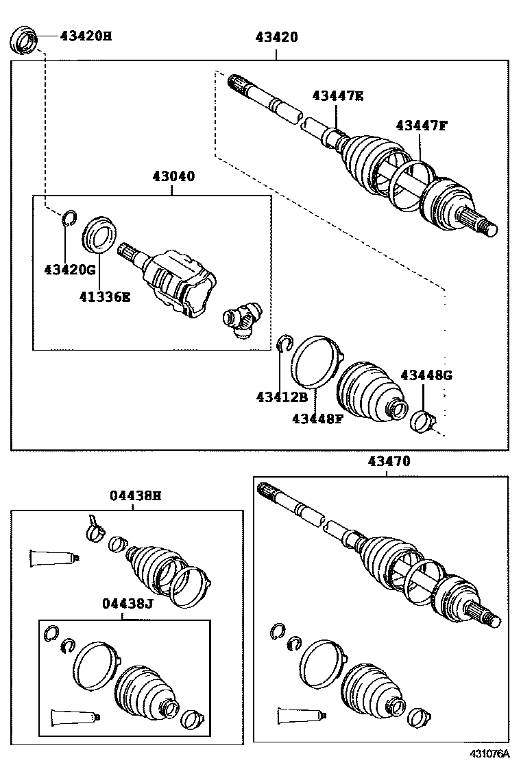 Toyota COROLLA Front Drive Shaft EPC diagram — 431076A