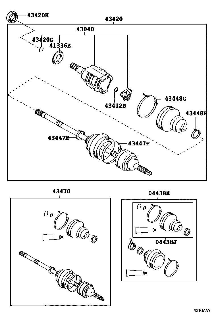 Toyota COROLLA Front Drive Shaft EPC diagram — 431077A