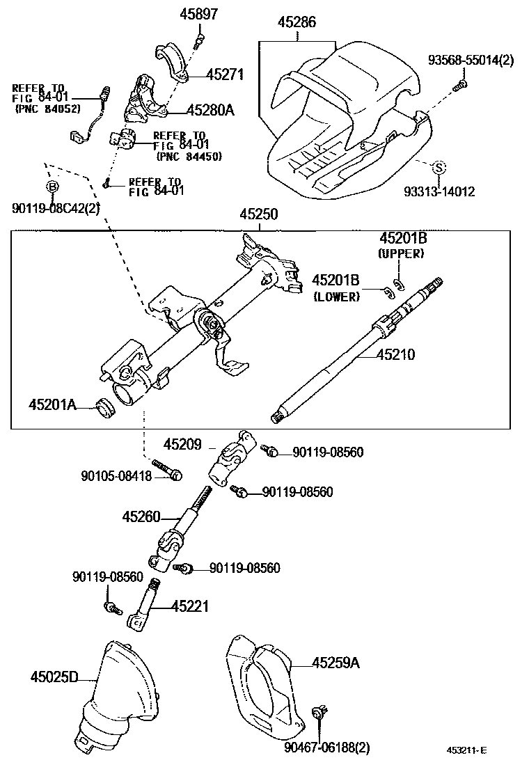 Toyota COROLLA Steering Column & Shaft EPC diagram — 453211E