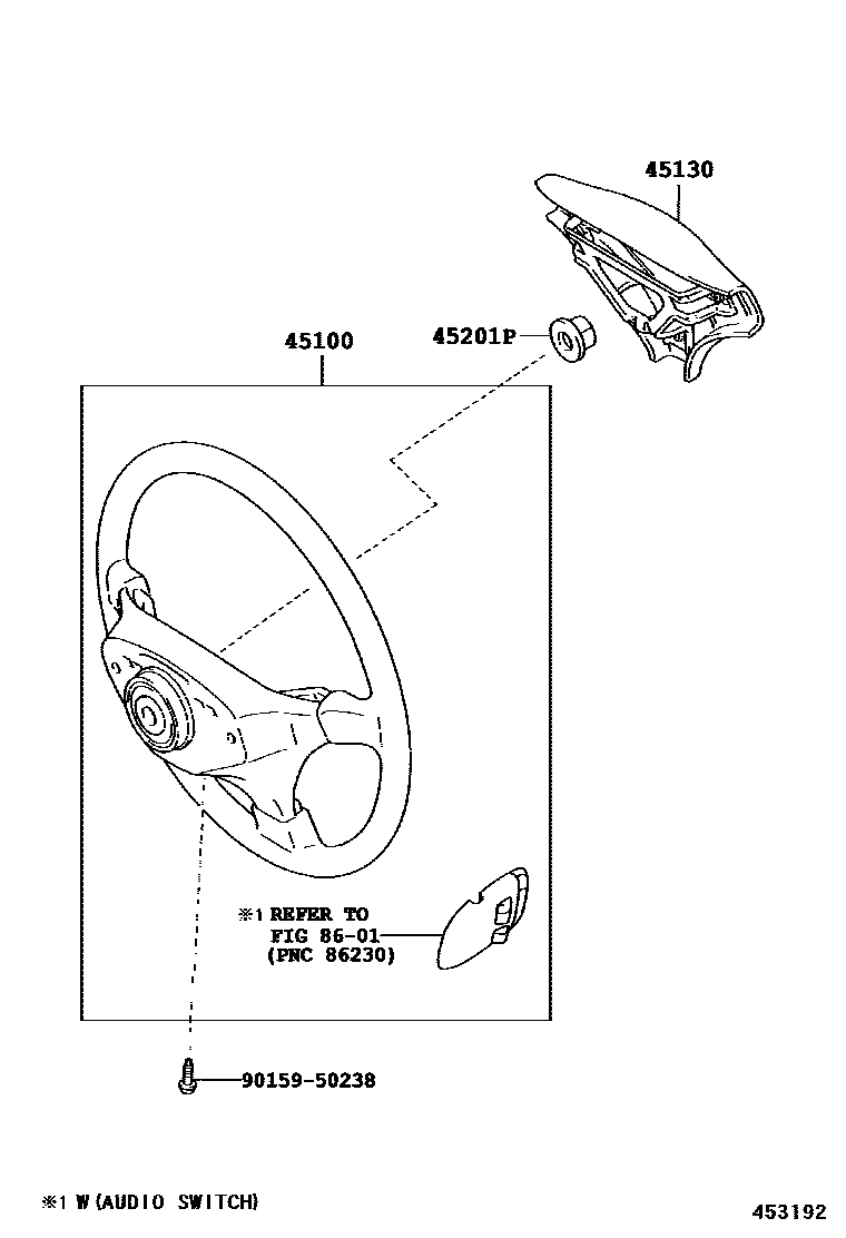 Toyota COROLLA Steering Wheel EPC diagram — 453192A