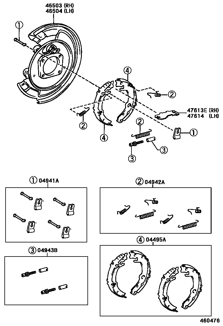 Toyota COROLLA Parking Brake & Cable EPC diagram — 460476