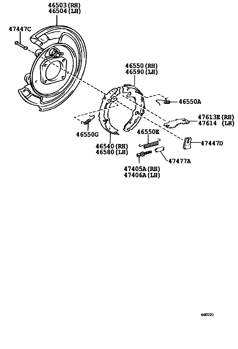 Toyota COROLLA Parking Brake & Cable EPC diagram — 460721
