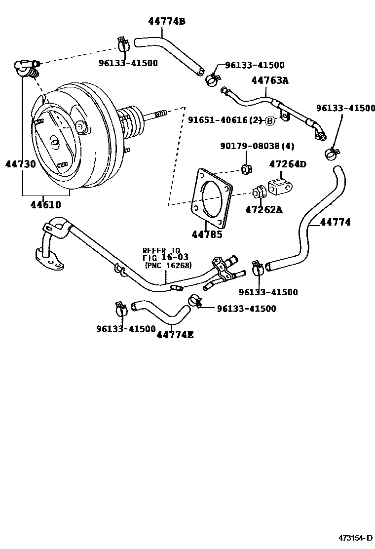 Toyota COROLLA 制动助力器和真空管 EPC diagram — 473154D