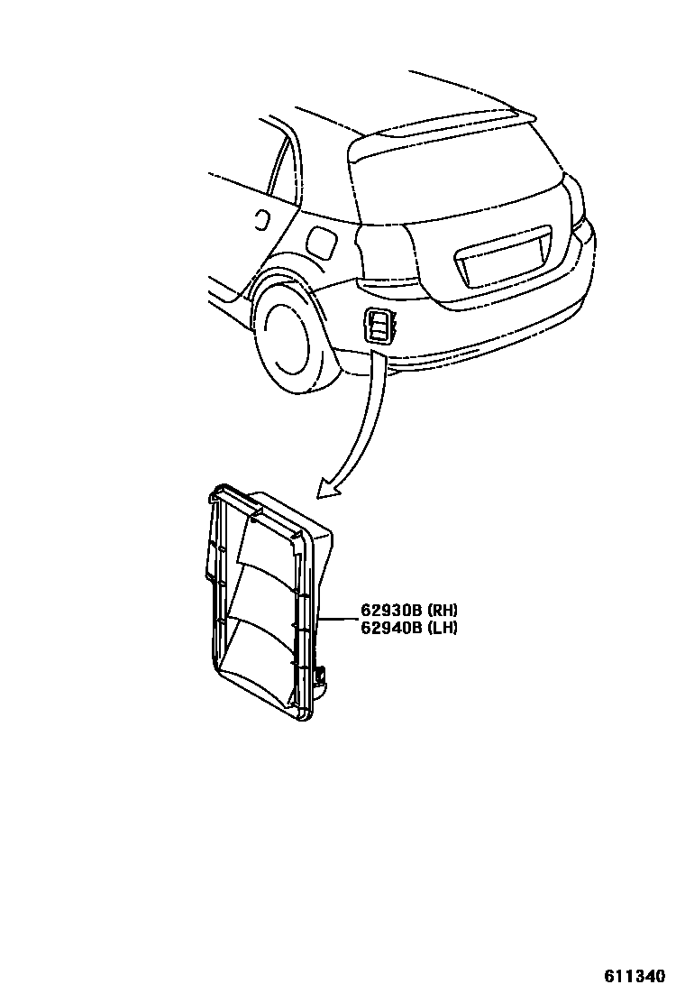 Toyota COROLLA 车侧通风装置 EPC diagram — 611340