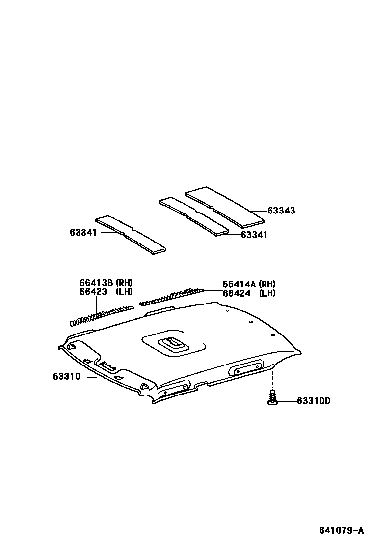 Toyota COROLLA 车顶内衬和消声垫 EPC diagram — 641079A