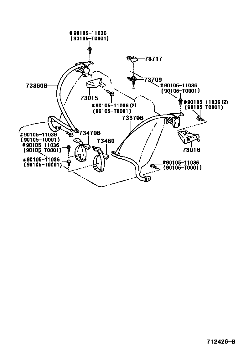 Toyota COROLLA 安全带和儿童保护座椅 EPC diagram — 712426B