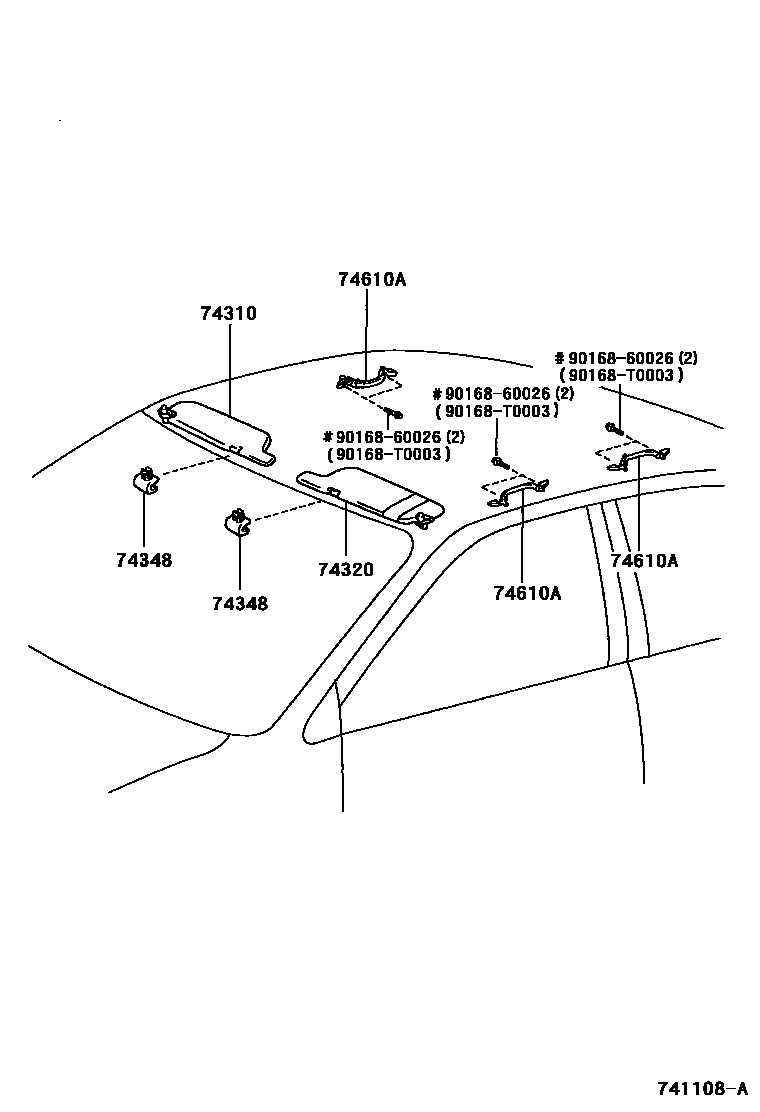Toyota COROLLA 扶手和遮阳板 EPC diagram — 741108A