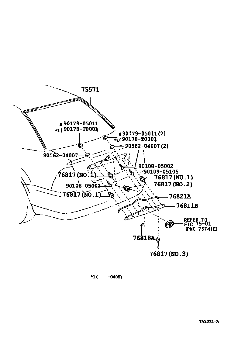 Toyota COROLLA 后防护条 EPC diagram — 751231A