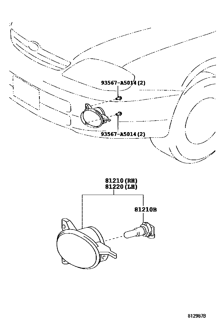 Toyota COROLLA Fog Lamp EPC diagram — 812987B