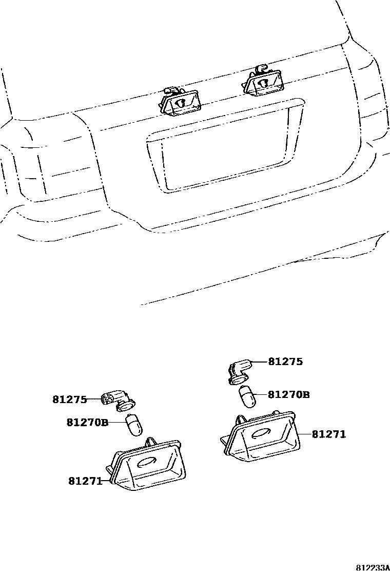 Toyota COROLLA 后牌照灯 EPC diagram — 812233A