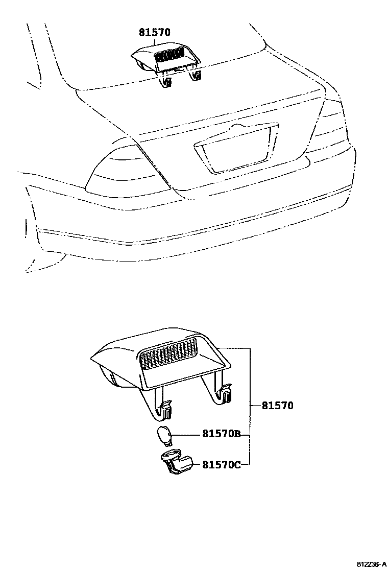 Toyota COROLLA 高位刹车灯 EPC diagram — 812236A