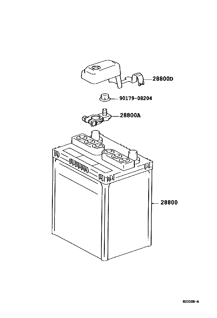 Toyota COROLLA 蓄电池和蓄电池电缆 EPC diagram — 823108A