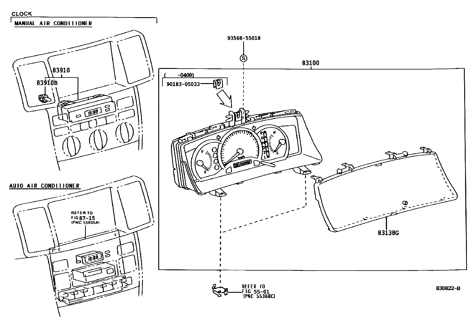 Toyota COROLLA 仪表 EPC diagram — 830822B