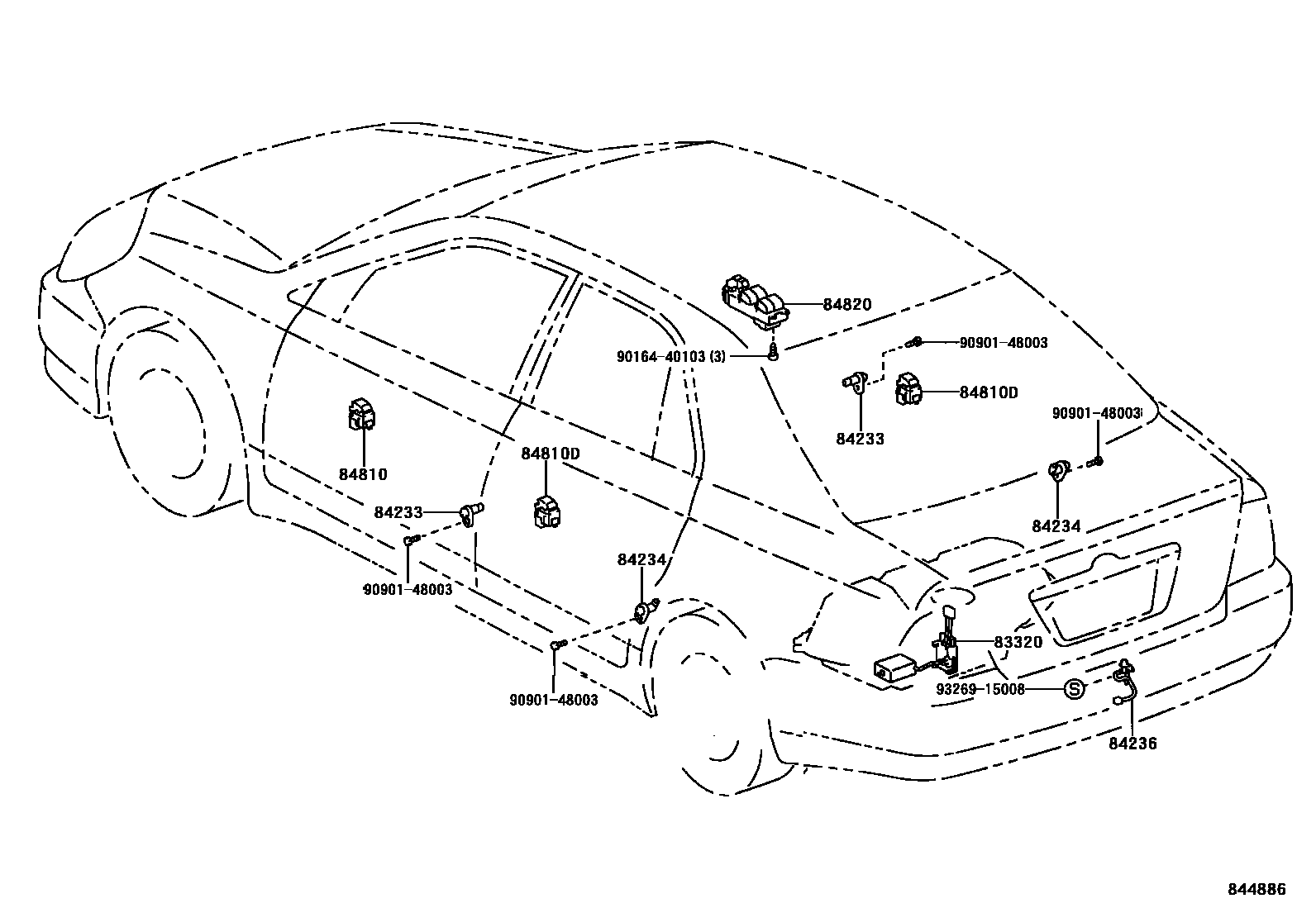 Toyota COROLLA 开关和继电器和ECU EPC diagram — 844886