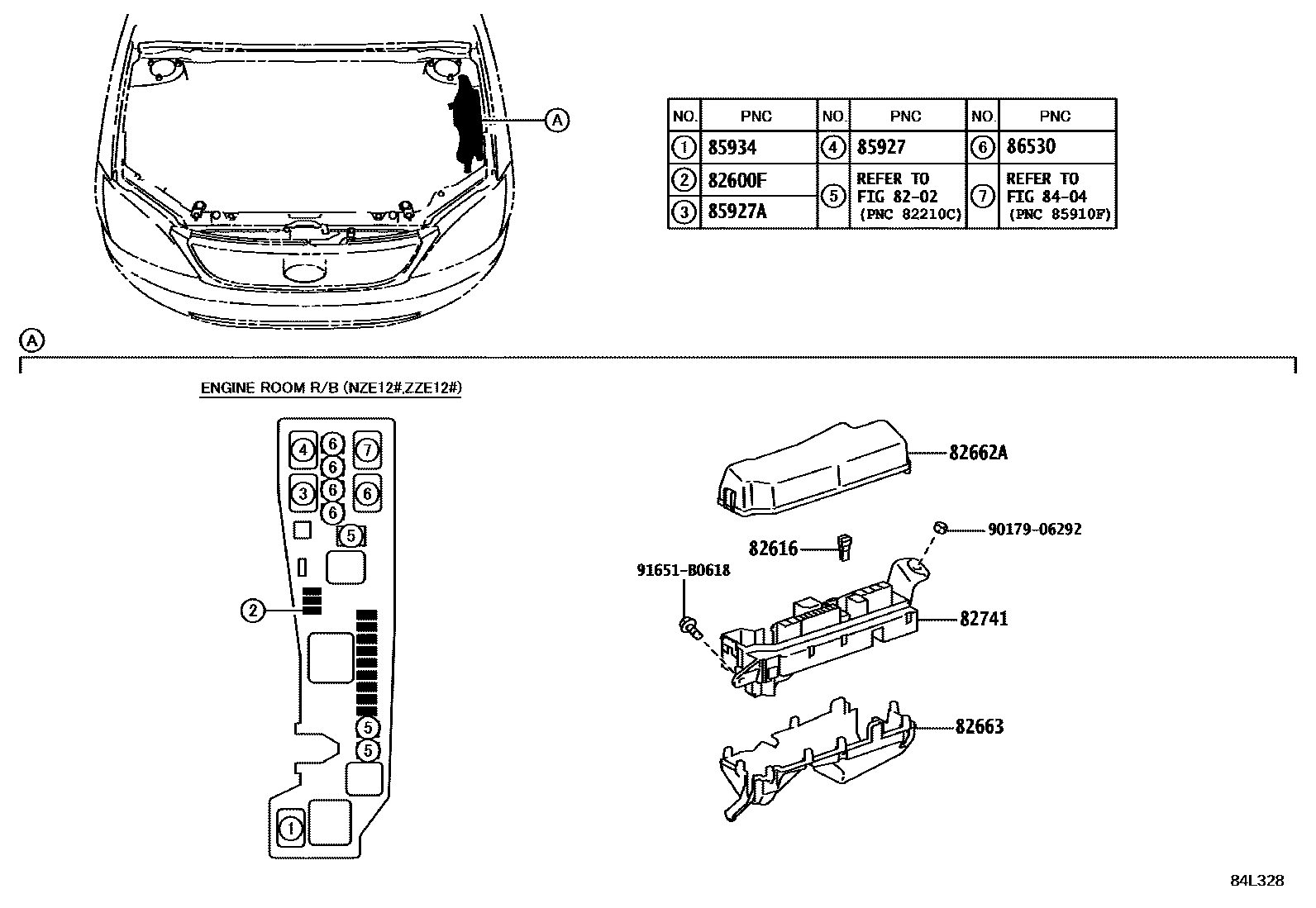 Toyota COROLLA 开关和继电器和ECU EPC diagram — 84L328