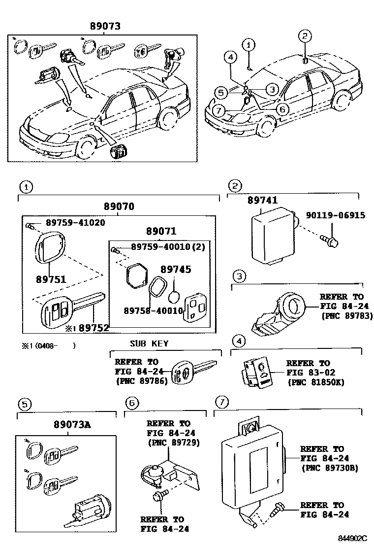 Toyota COROLLA 遥控门锁 EPC diagram — 844902C