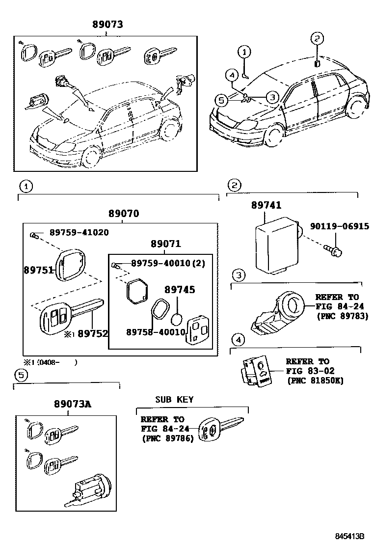 Toyota COROLLA 遥控门锁 EPC diagram — 845413B