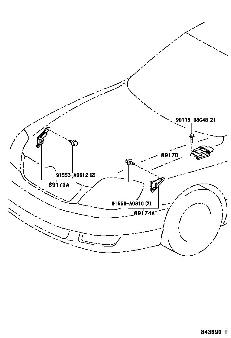 Toyota COROLLA 空气囊 EPC diagram — 843690F