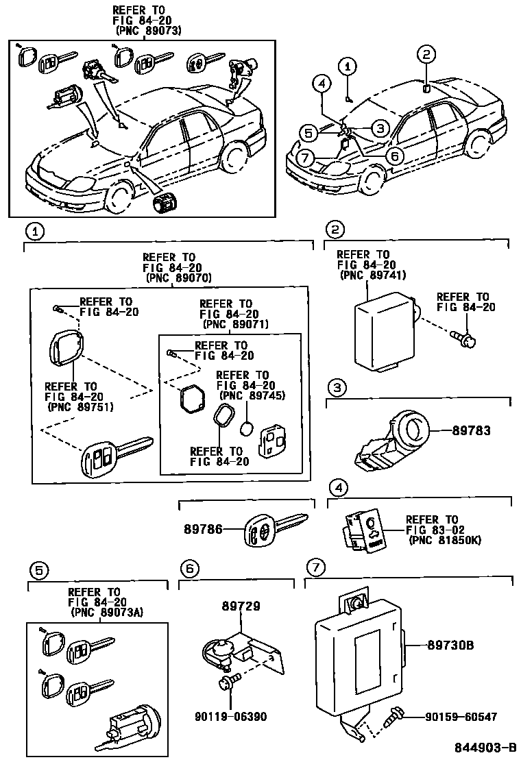 Toyota COROLLA 防盗装置 EPC diagram — 844903B