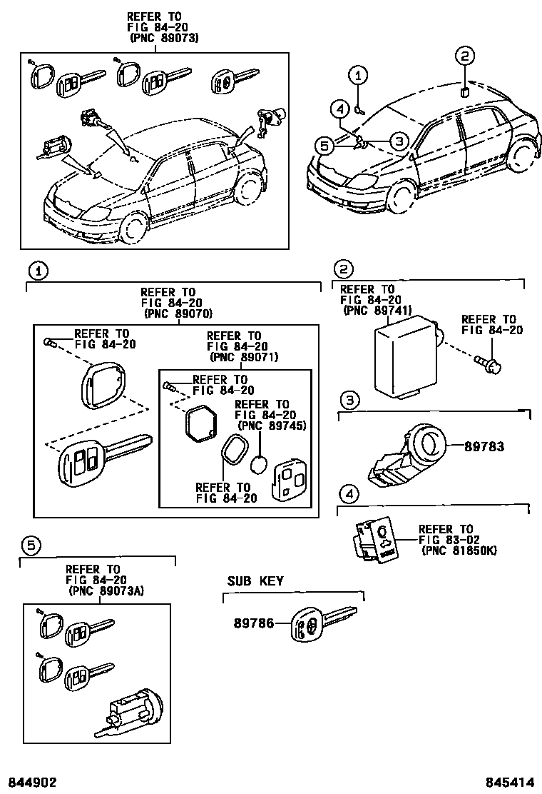 Toyota COROLLA 防盗装置 EPC diagram — 845414