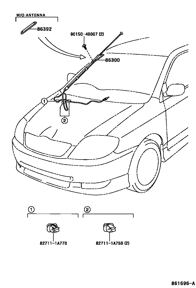 Toyota COROLLA antenna EPC diagram — 861696A