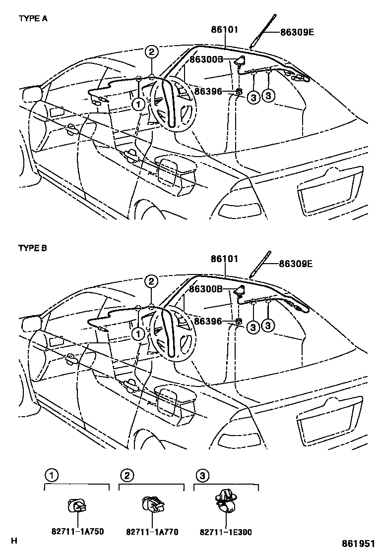 Toyota COROLLA antenna EPC diagram — 861951