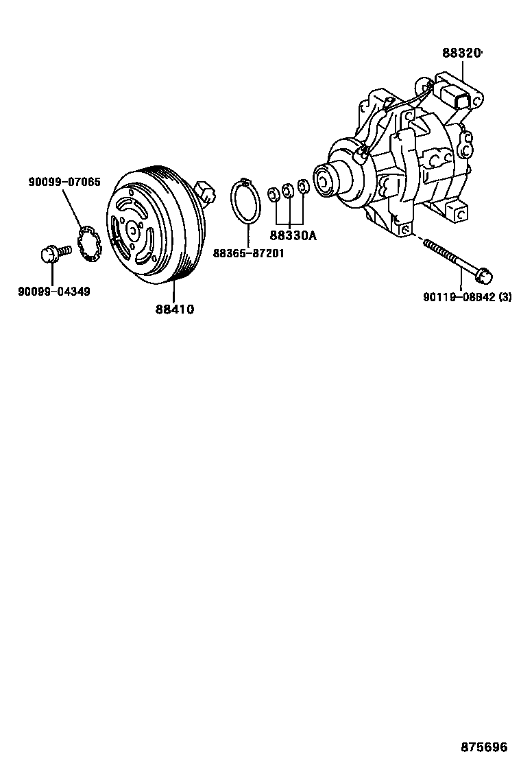 Toyota COROLLA Heating & Air Conditioning - Compressor EPC diagram — 875696