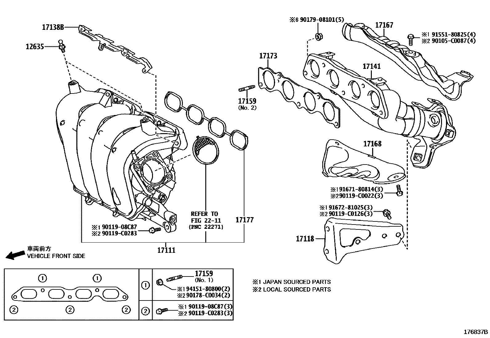 Toyota COROLLA Manifold EPC diagram — 176837B