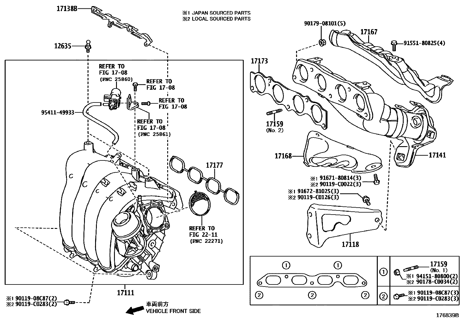 Toyota COROLLA Manifold EPC diagram — 176839B