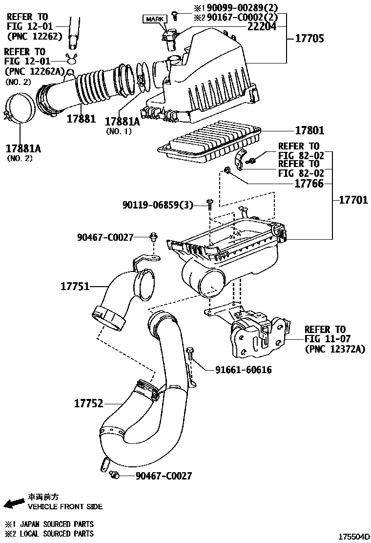 Toyota COROLLA Air Cleaner EPC diagram — 175504D