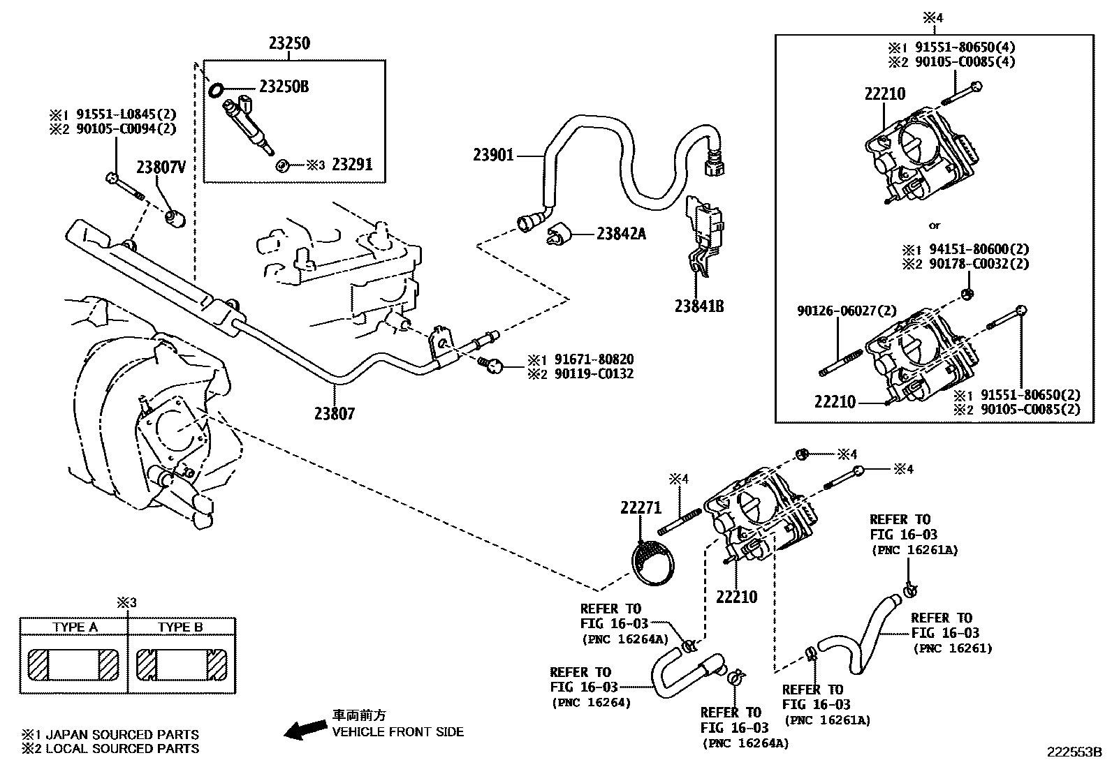 Toyota COROLLA 燃油喷射系统 EPC diagram — 222553B
