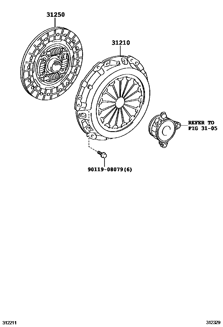 Toyota COROLLA 离合器和分离叉 EPC diagram — 312329