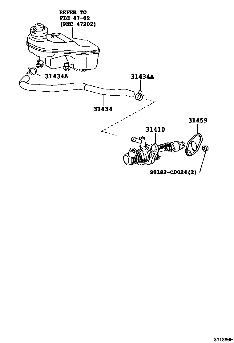 Toyota COROLLA 离合器总泵 EPC diagram — 311886F