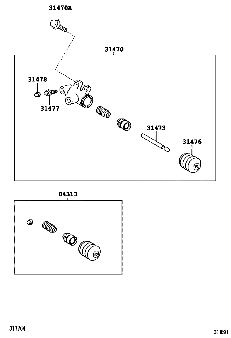 Toyota COROLLA 离合器分离缸 EPC diagram — 311891