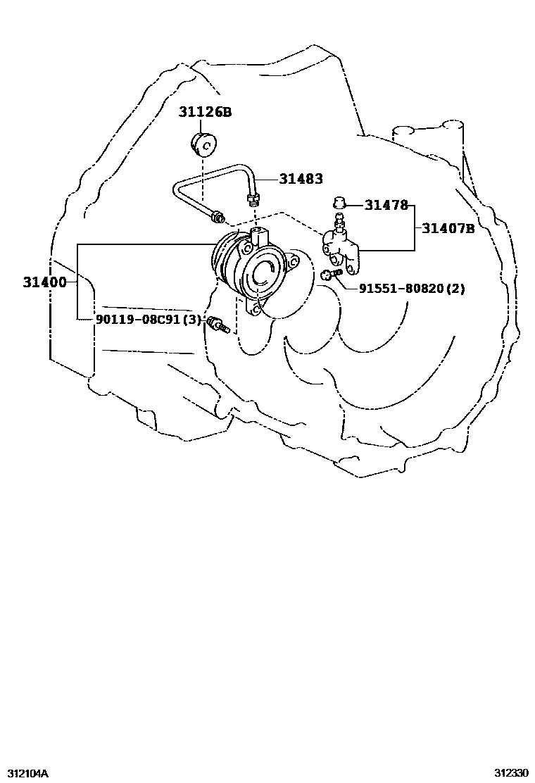 Toyota COROLLA 离合器分离缸 EPC diagram — 312330