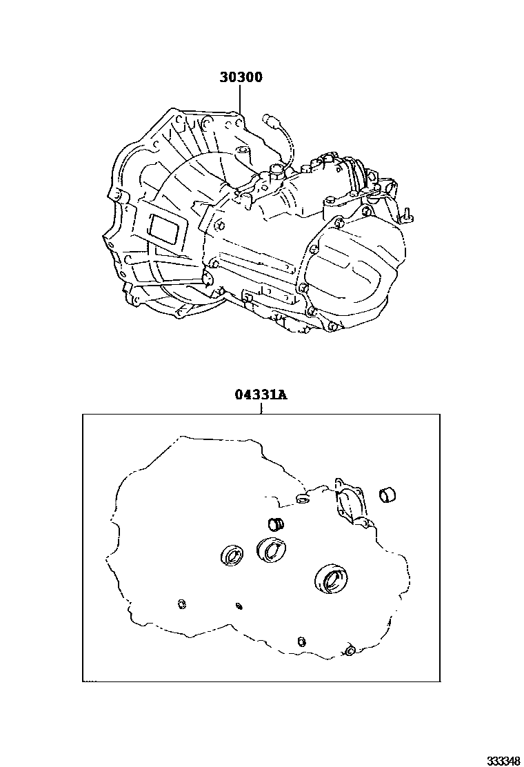 Toyota COROLLA 传动桥或变速器总成和衬垫组件(MTM) EPC diagram — 333348