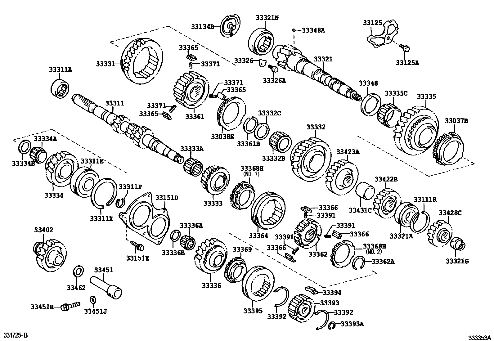 Toyota COROLLA 变速器齿轮(MTM) EPC diagram — 333353A