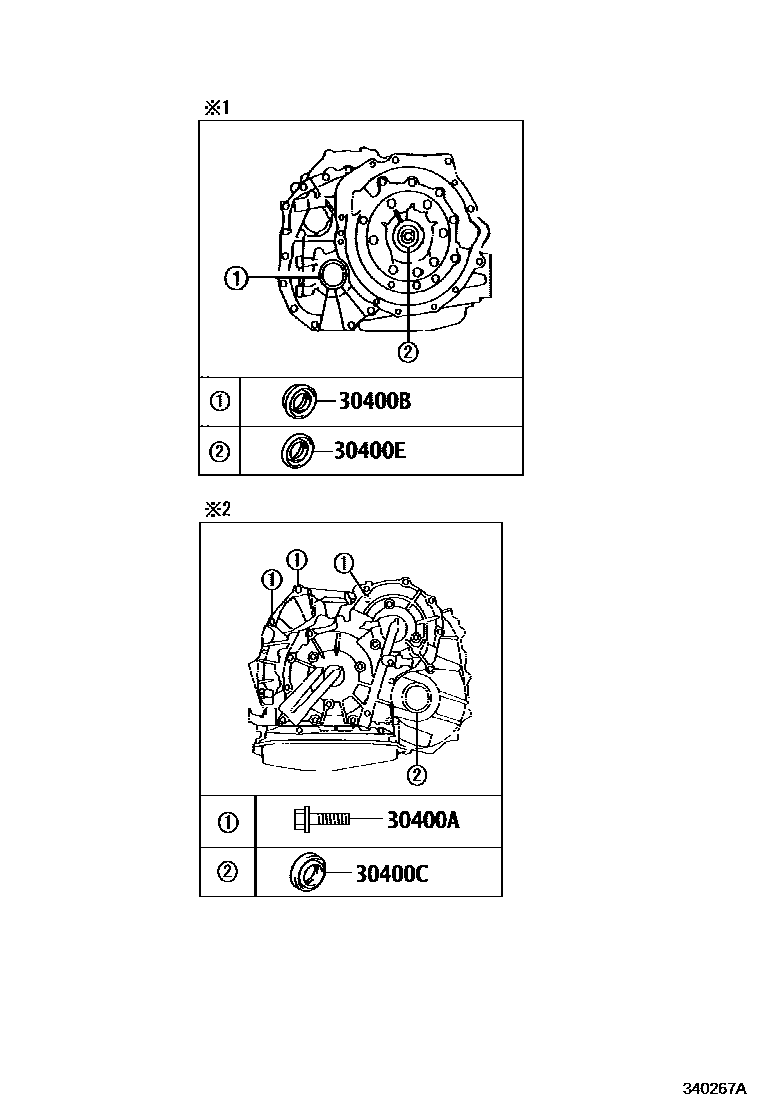 Toyota COROLLA 传动桥总成(CVT) EPC diagram — 340267A