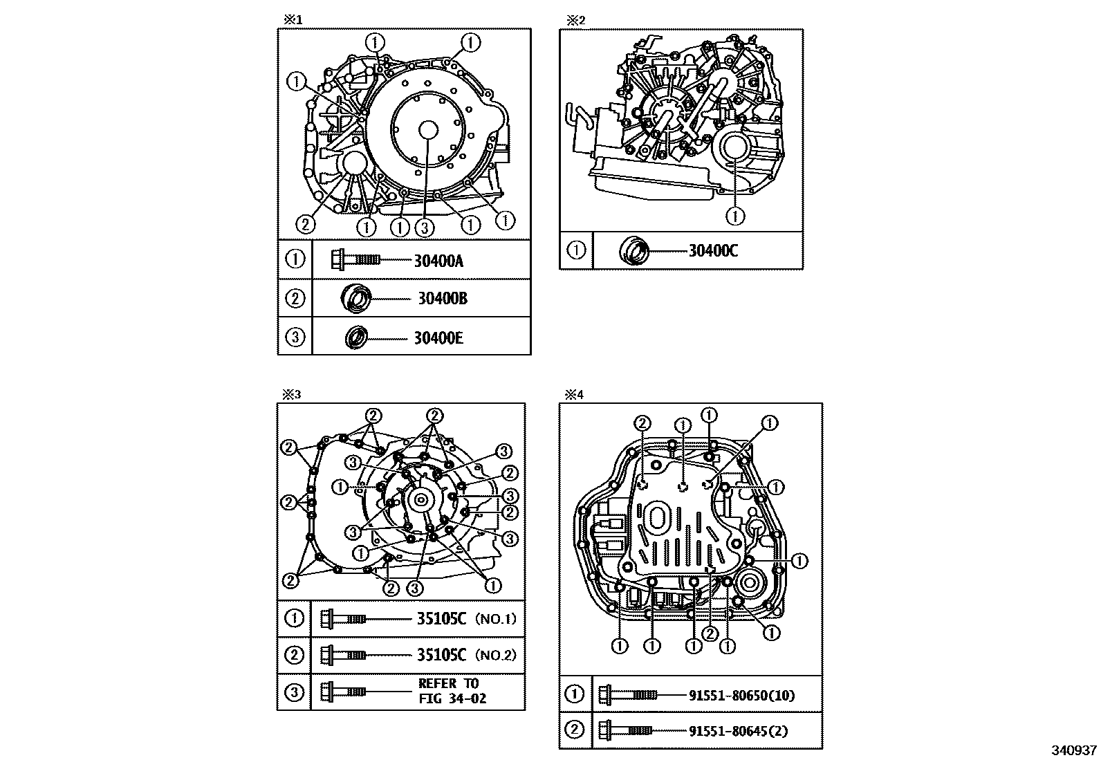 Toyota COROLLA 传动桥总成(CVT) EPC diagram — 340937