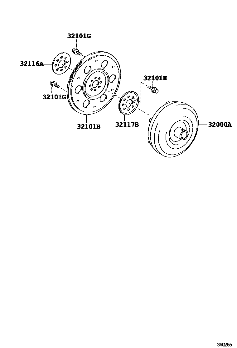Toyota COROLLA 变矩器、前油泵(CVT) EPC diagram — 340265