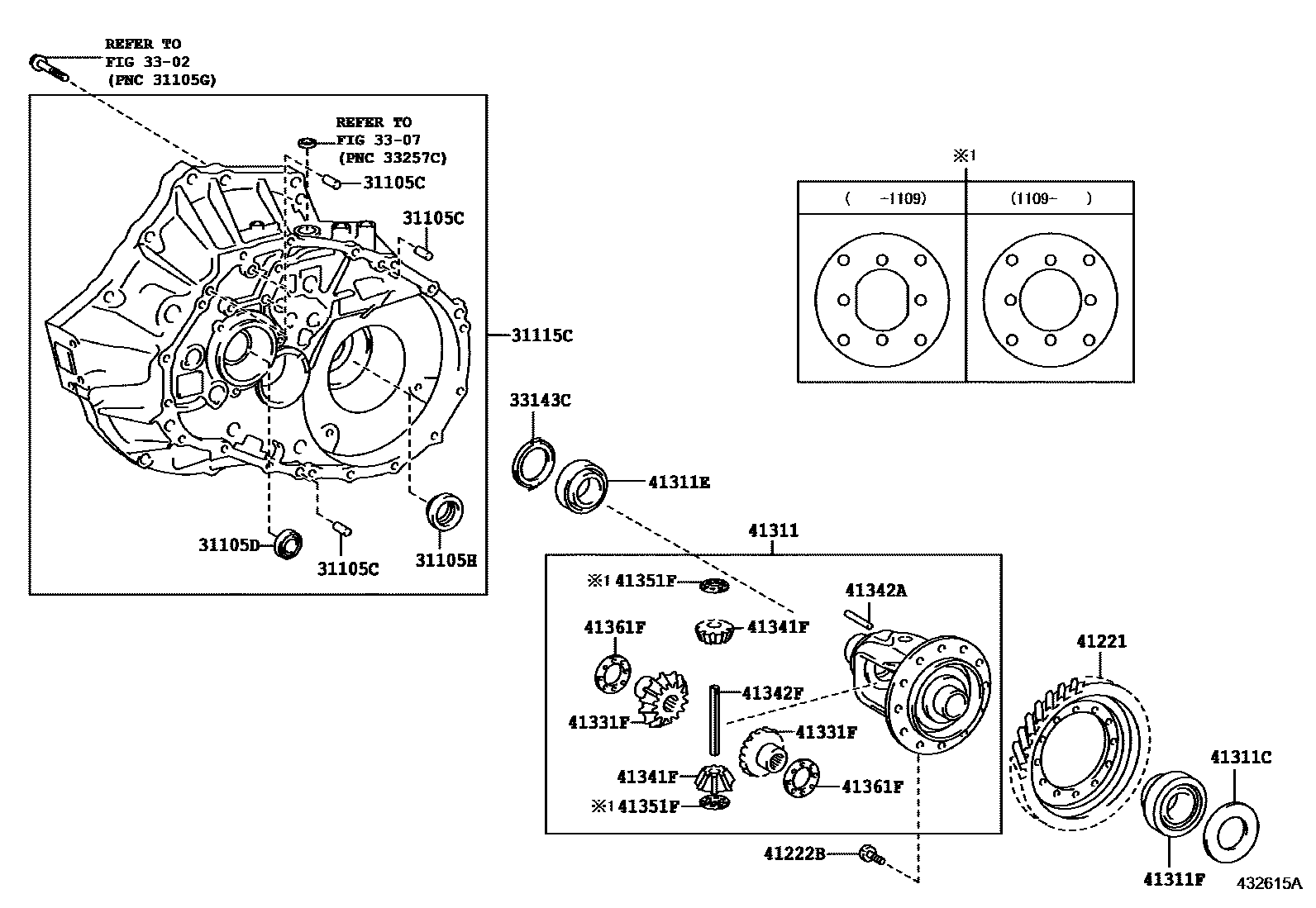 Toyota COROLLA 前桥壳和差速器 EPC diagram — 432615A