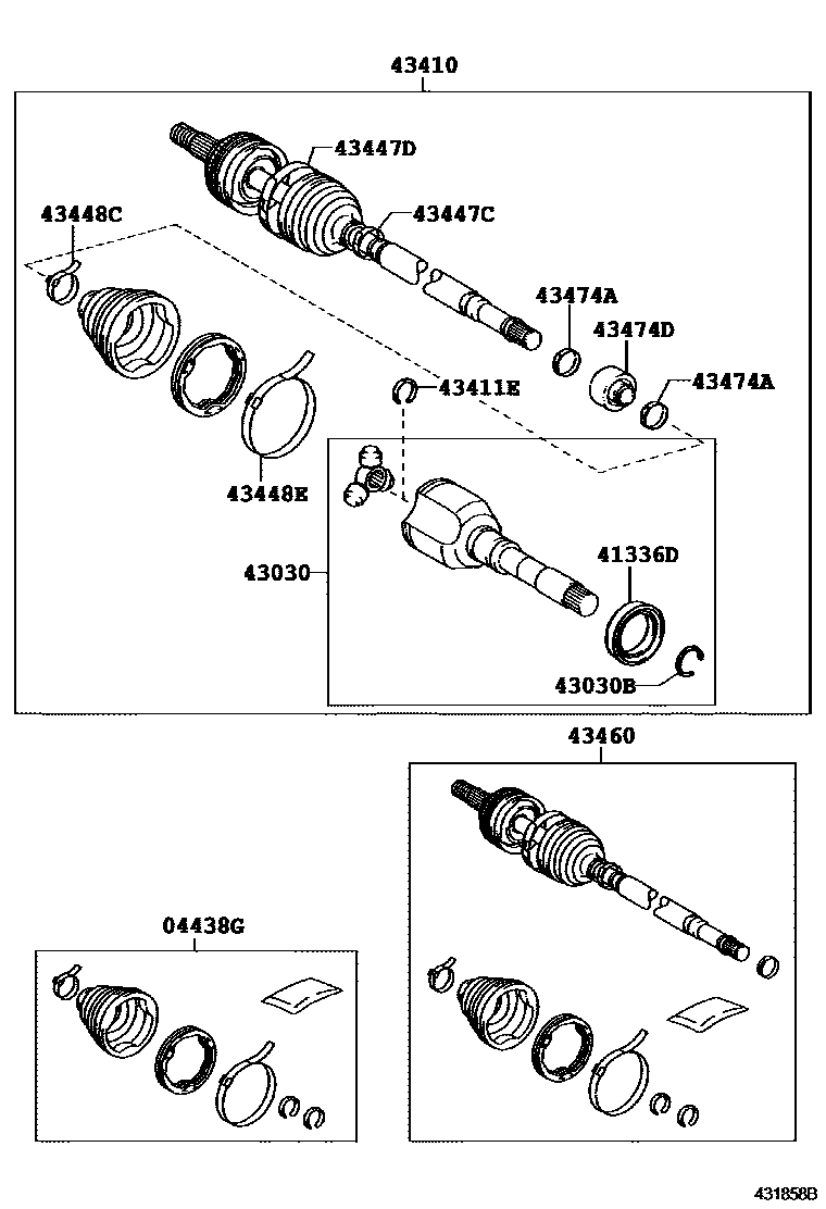 Toyota COROLLA Front Drive Shaft EPC diagram — 431858B