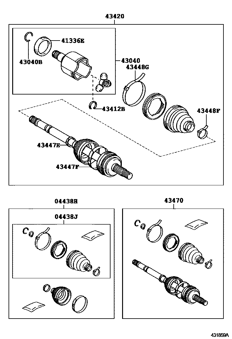 Toyota COROLLA Front Drive Shaft EPC diagram — 431859A