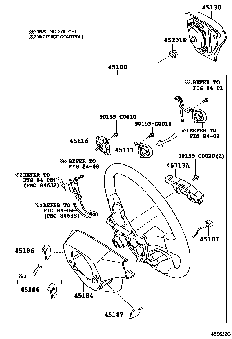 Toyota COROLLA Steering Wheel EPC diagram — 455636C