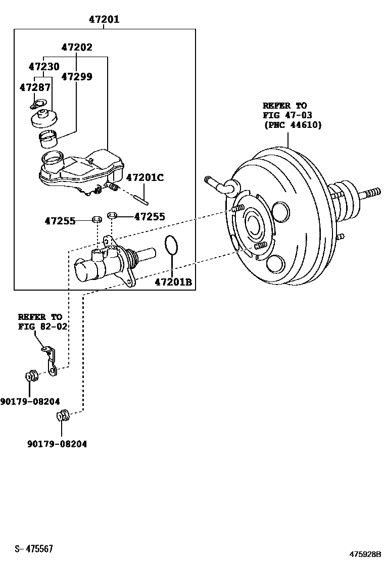 Toyota COROLLA 制动总泵 EPC diagram — 475928B