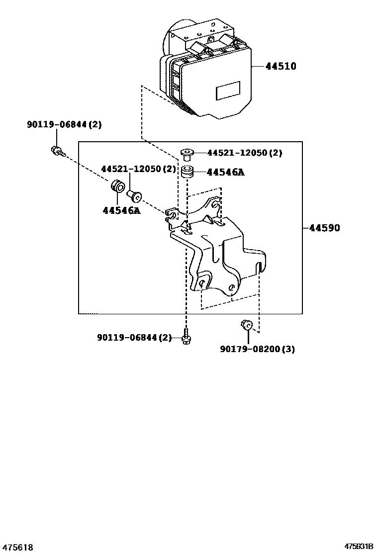 Toyota COROLLA 制动配管和卡箍 EPC diagram — 475931B