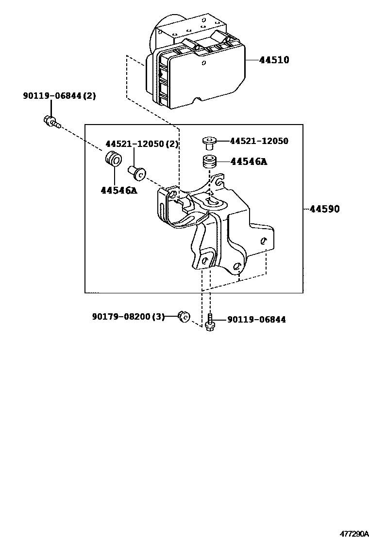 Toyota COROLLA 制动配管和卡箍 EPC diagram — 477290A