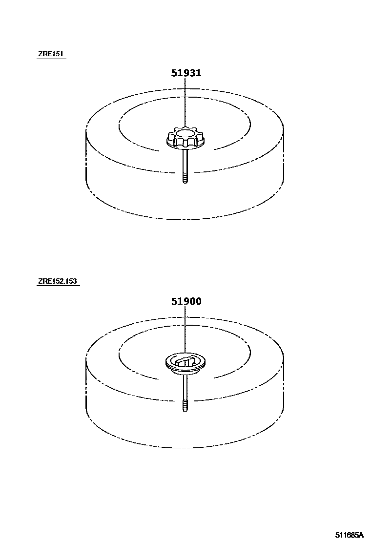 Toyota COROLLA Spare tire rack EPC diagram — 511685A