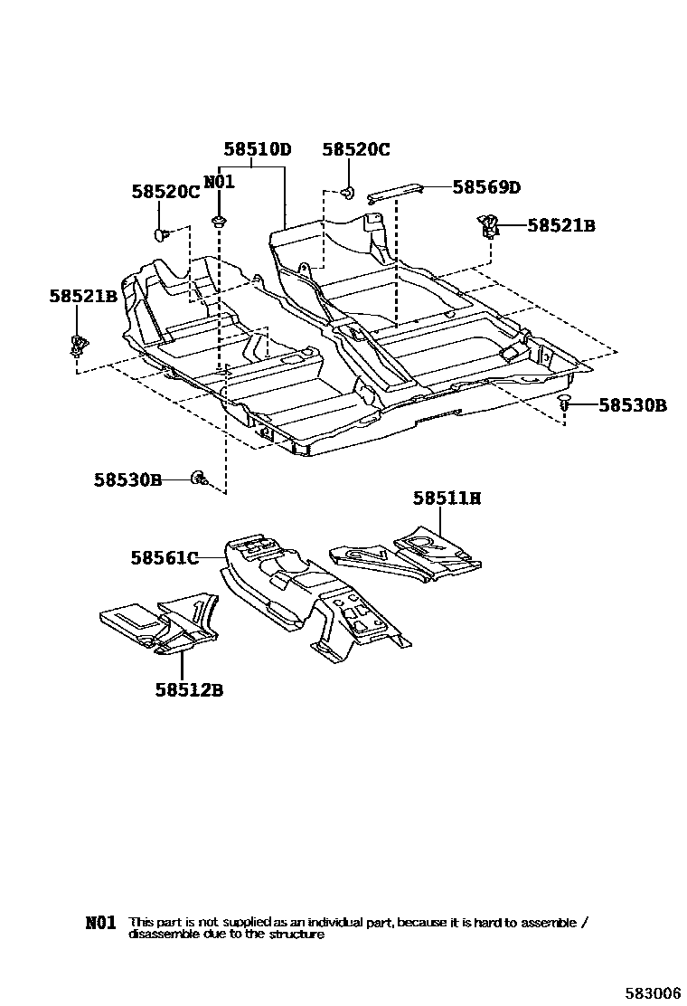Toyota COROLLA 地板垫和地毯 EPC diagram — 583006A